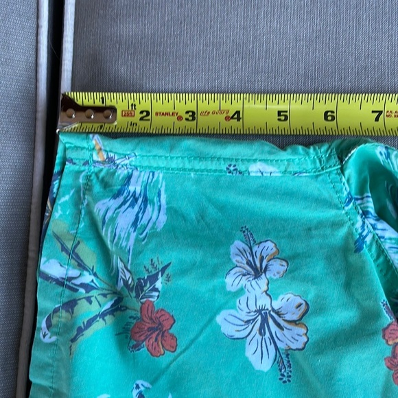 Quiet Storm Hawaiian print Green and Blue bathing suit trunks Mens XL - Picture 10 of 12
